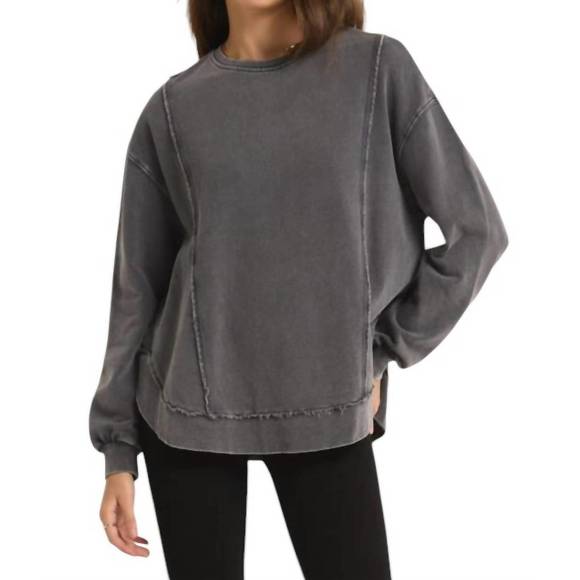 NEW Z SUPPLY replay sweatshirt in black sand - Picture 1 of 4